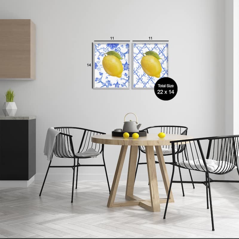Stupell Classic Chinoiserie Lemons Framed Giclee Art Design By Matthew Piotrowicz (Set of 2)