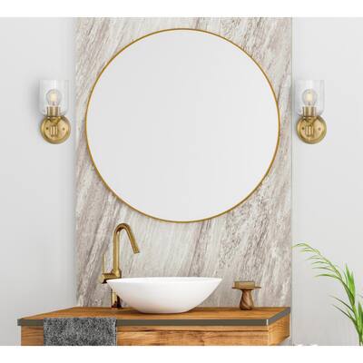 Westinghouse Lighting Basset One Light Wall Fixture, Champagne Brass Finish, Clear Seeded Glass - 1-Light