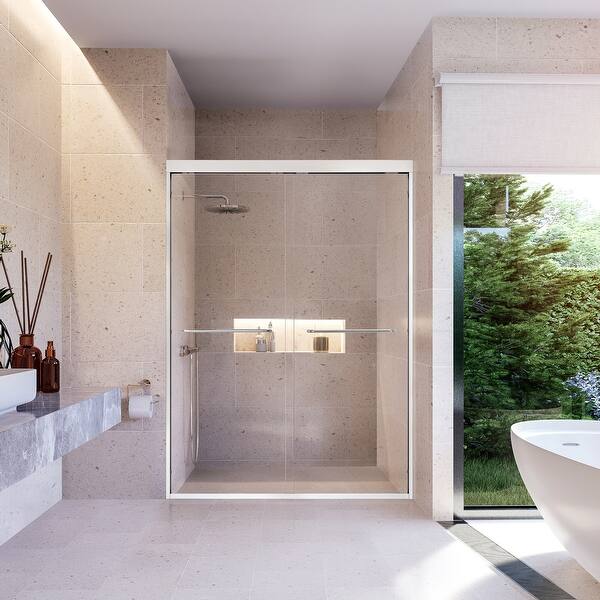 Altair Ennis By Pass Framed Shower Door in Polished Chrome Finish with Clear Glass