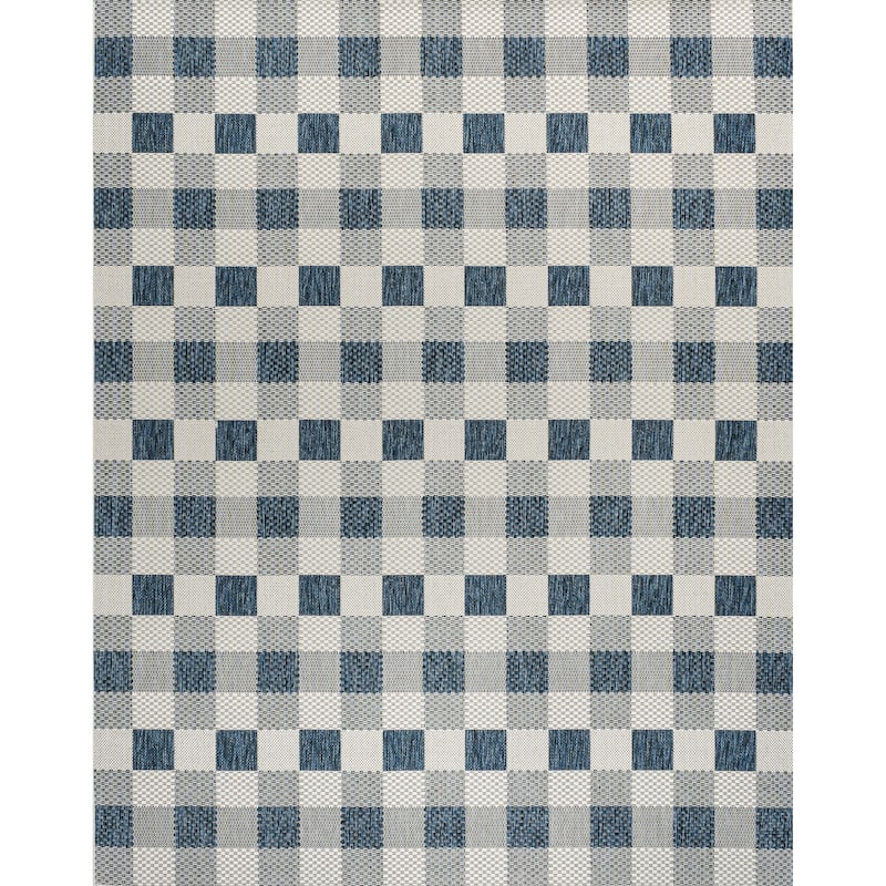 JONATHAN Y Biot Traditional Geometric Bold Gingham Black/Cream Indoor/Outdoor Area Rug - 5 X 8 - Navy/Cream