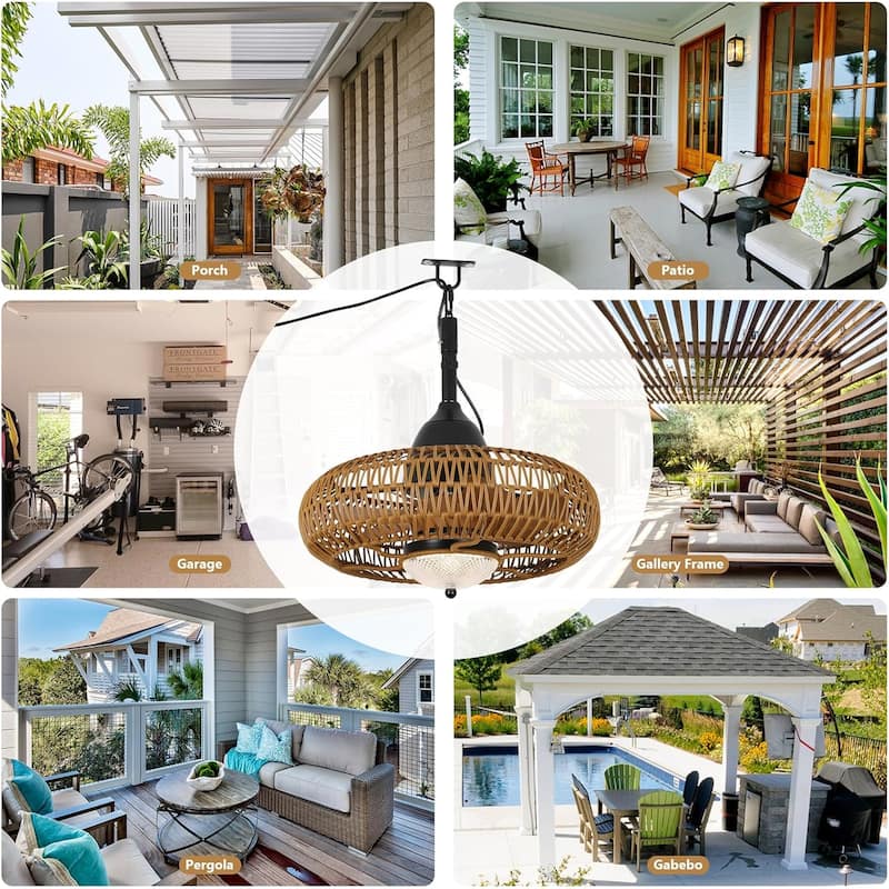Outdoor Ceiling Fan with Light and Remote Control