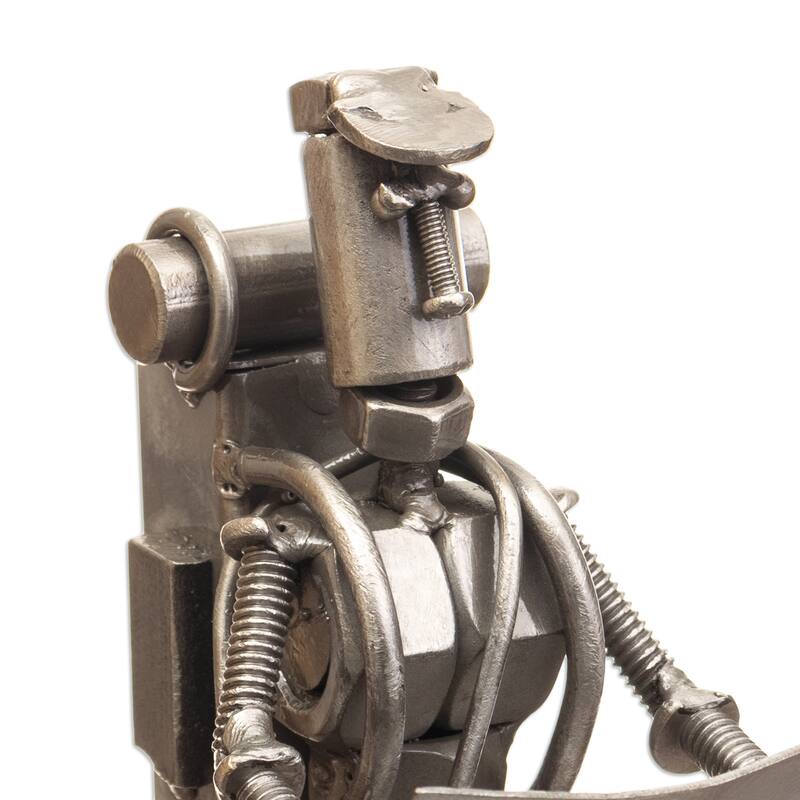 Novica Handmade Backpacker Auto Part Sculpture