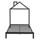 preview thumbnail 3 of 7, Black Twin Size Metal Platform Bed with House-Shaped Headboard