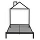 preview thumbnail 37 of 46, Metal Platform Bed for Kids, Low Bed Frame with House Shaped Headboard & Slats Support, No Spring Box Need, Easy to Assembly