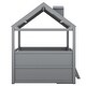 preview thumbnail 10 of 10, Gray Full Size Wood House Bed with Fence & Roof