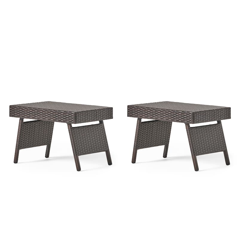 Salem Wicker Outdoor Folding Side Table by Christopher Knight Home - Multibrown