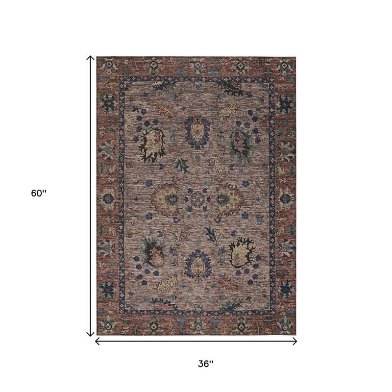 HomeRoots Floral Traditional Rectangle Outdoor Rug