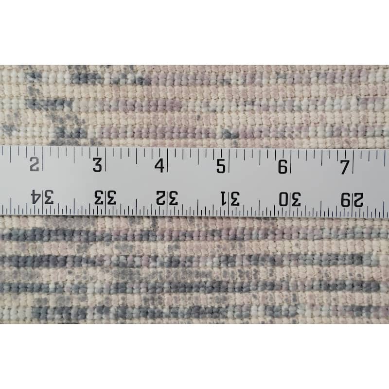 Hand Knotted Oriental Viscose Silk Carpet Modern Abstract Greys & Charcoal Abstract Area Rug - 4' 0'' X 2' 0''