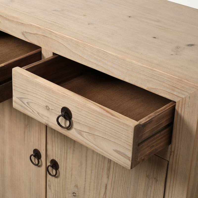 Two Drawers Cabinet Weathered Natural Solid Pine