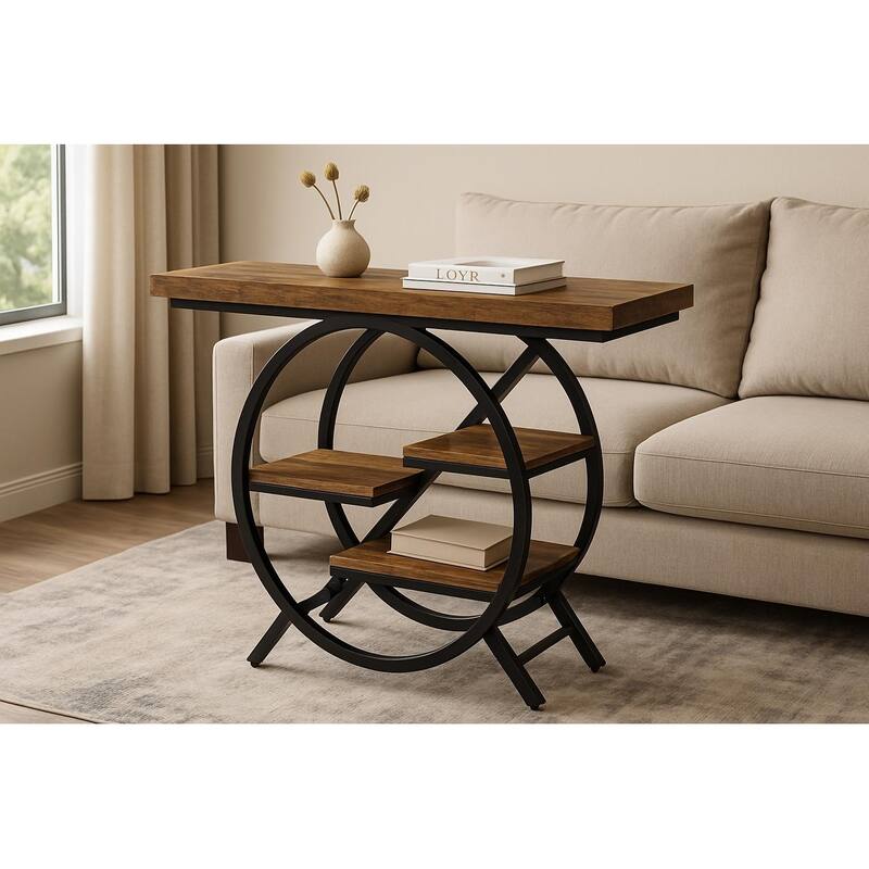 39.4" Industrial 4-Tier Entryway Console Table