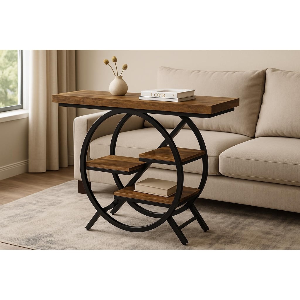 39.4" Industrial 4-Tier Entryway Console Table