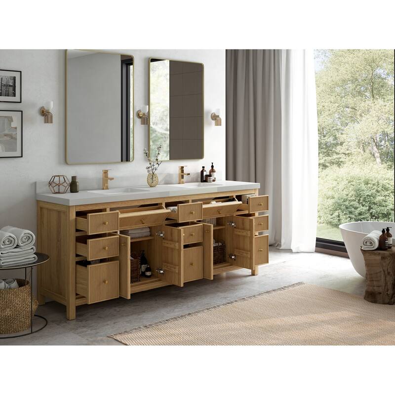 Willow Collections 84 in. W x 22 in. D Sonoma Teak Double Sink Bathroom Vanity with Countertop