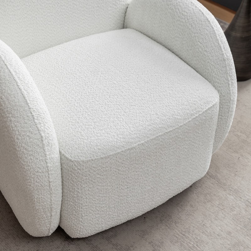 SEYNAR Modern Glam Boucle Upholstered 360 Degree Swivel Accent Armchair, Barrel Chair for Living Room