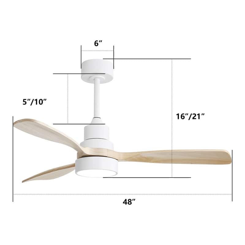 Sofucor 48/52 Inch Wood Ceiling Fan with Light and Remote/Smart App Voice Control, Dimmable Lights Included