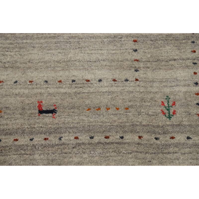 Hand Knotted Oriental 100% Wool Carpet Tribal Animal Pictorial Beige & Ivories Gabbeh Area Rug - 7' 9'' X 5' 1''