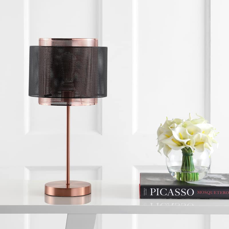 Brady 19.7" Metal LED Table Lamp, Copper/Black by JONATHAN Y