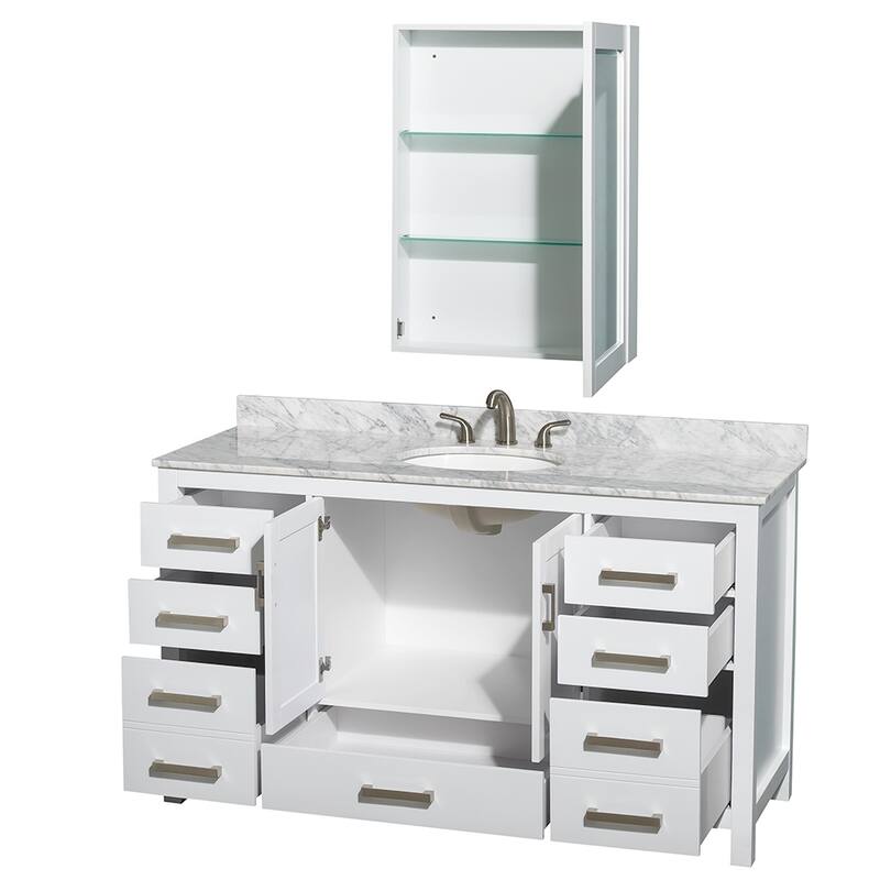 Wyndham Collection Sheffield Single Vanity Set, Medicine Cabinet