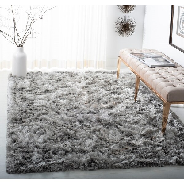 Safavieh Handmade Ocean Shag Lyse Glam Solid Polyester Rug. Opens flyout.