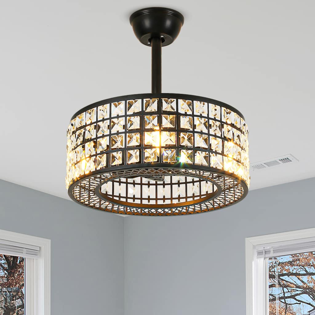 Moasis 18" Crystal Caged Ceiling Fans 8 Leaf Fan