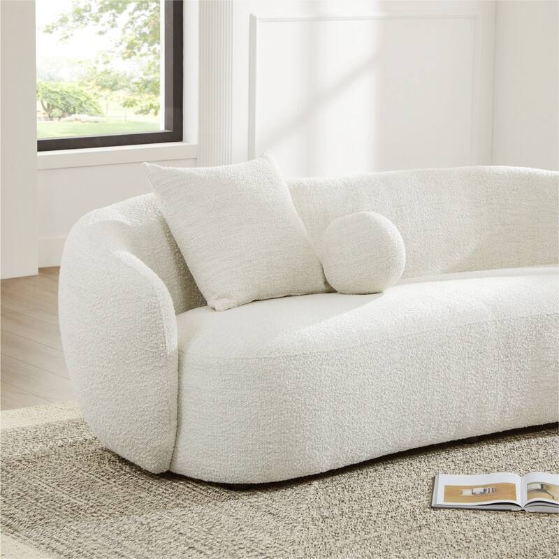 Spruce & Spring 89'' Boucle Upholstered Hugger Curved Sofa
