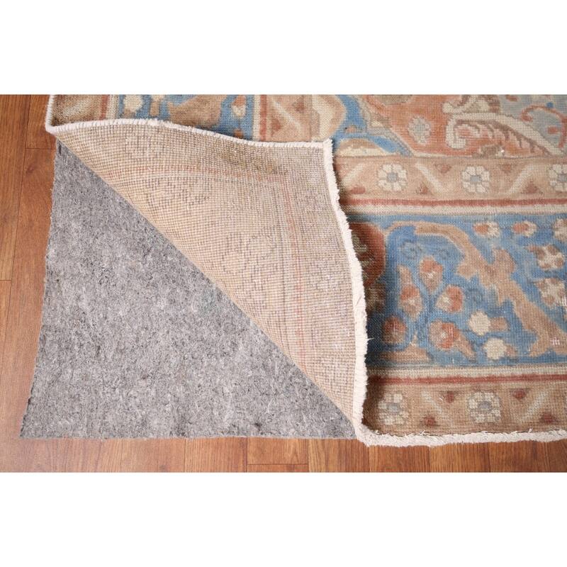 Blue Tabriz Persian Vintage Rug Hand-Knotted Wool Carpet - 9'3" x 12'11"