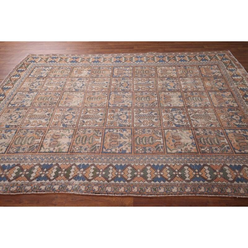 Bakhtiari Persian Vintage Area Rug Handmade Orange Wool Carpet - 6'5"x 9'4"