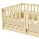 preview thumbnail 34 of 35, Twin Size Wooden Floor Bed, Integral Construction with High Security Barrier, Door, Support Slats for Kids' Play and Sleep, Grey