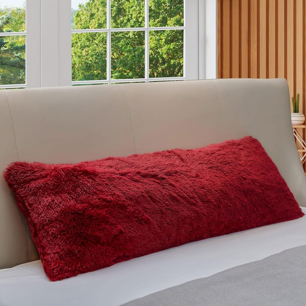 Cheer Collection 20" x 54" Long Hair Shaggy Body Pillow