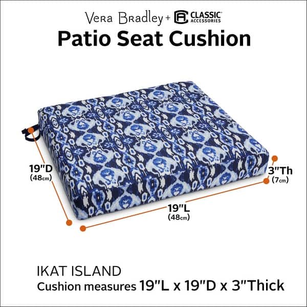 dimension image slide 7 of 11, Vera Bradley by Classic Accessories Water-Resistant Patio Seat Cushion