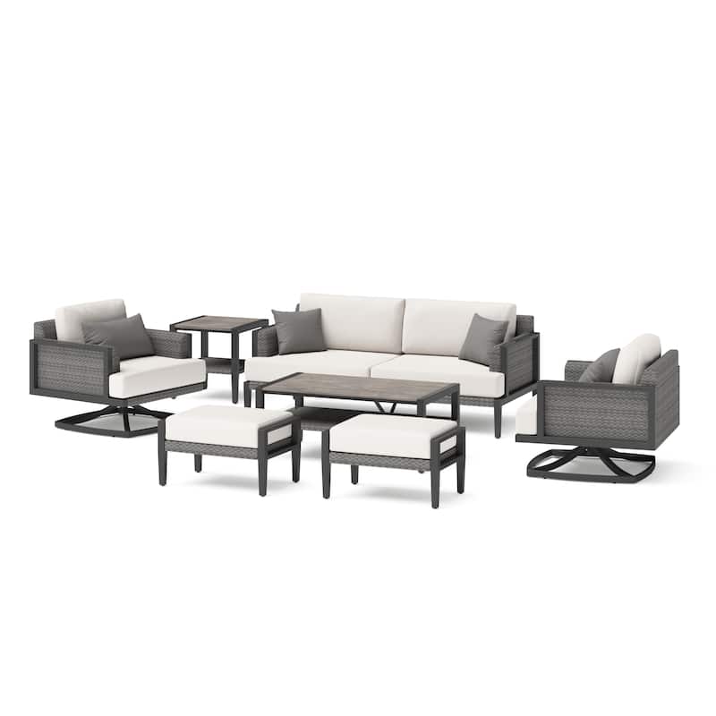 Vistano 18 Piece Sunbrella Outdoor Patio Estate Dining Group - Canvas Flax