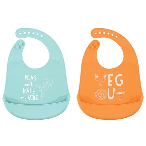slide 1 of 1, Hudson Baby Infant Silicone Bibs 2pk, Kale, One Size - Kale - One Size One Size - Kale