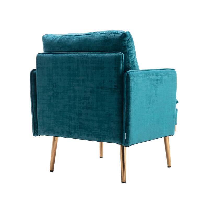 Velvet Upholstered Tufted Accent Chair With Rose Golden feet