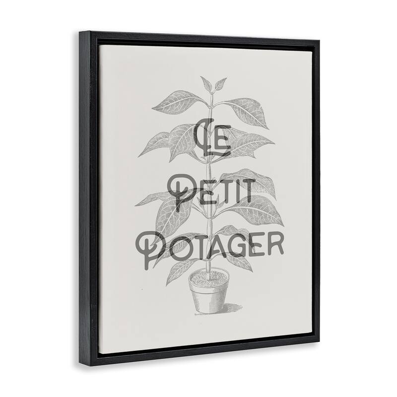 Stupell Vintage French Plant Phrase Framed Floater Canvas Wall Art Design By Lil' Rue