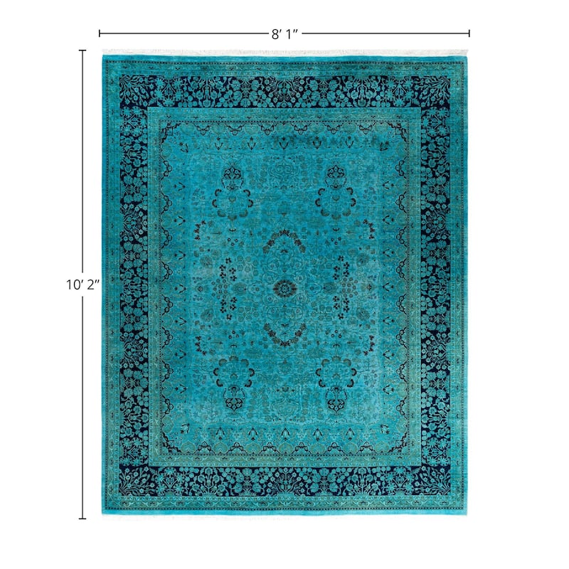 Overdyed, One-of-a-Kind Hand-Knotted Area Rug - Blue - 8' 1" x 10' 2"