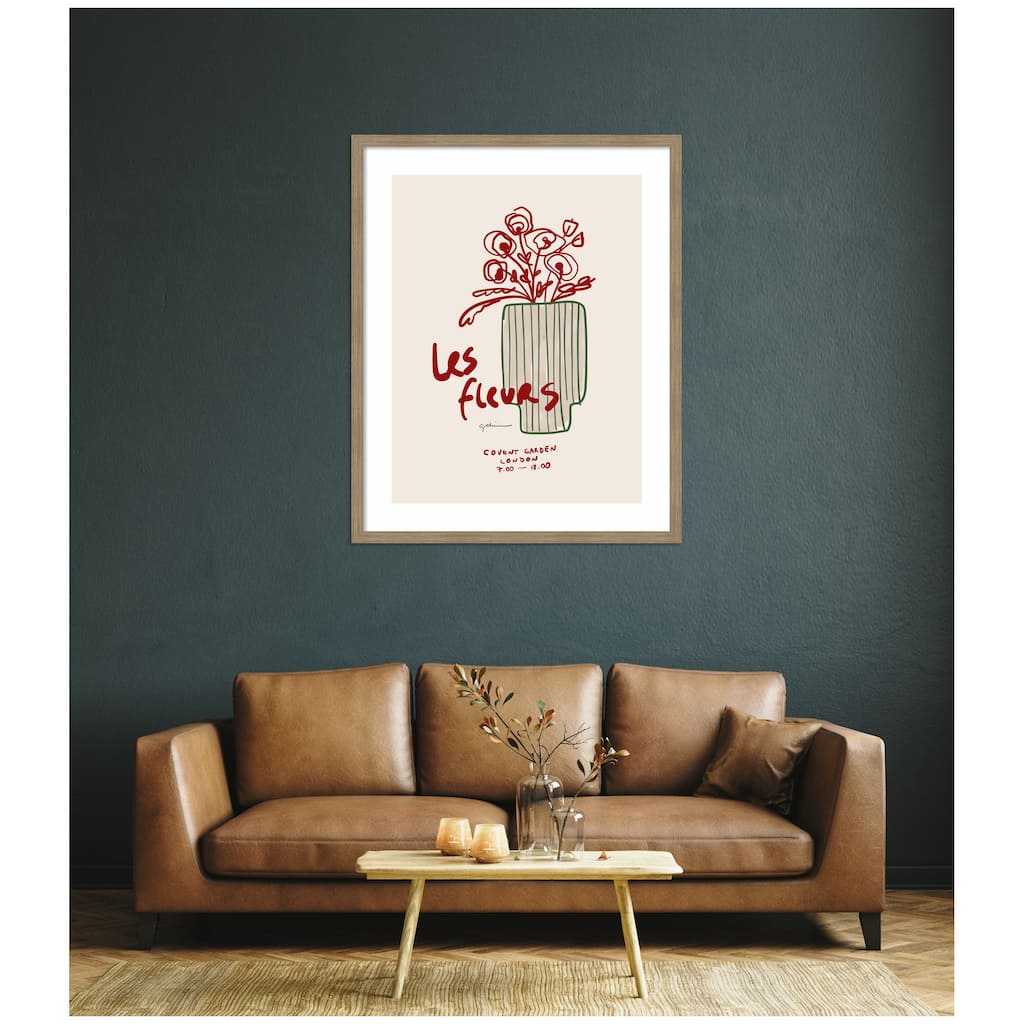 Kate and Laurel Les Fleurs by Gabrielly Guedes Framed Wall Art Print