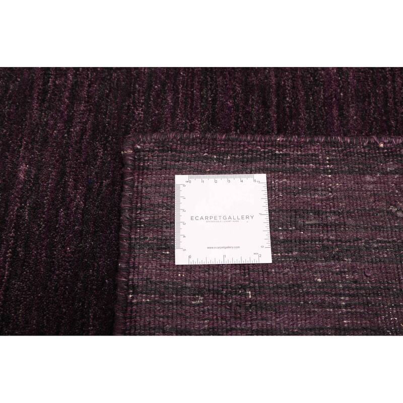 ECARPETGALLERY Hand Loomed Indo Gabbeh Dark Purple Wool Rug - 5'7 x 7'10