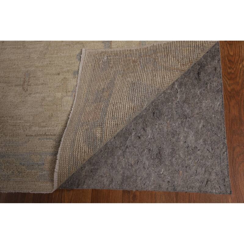 Vegetable Dye Beige Oushak Turkish Rug Handmade Wool Carpet - 9'1"x 12'3"