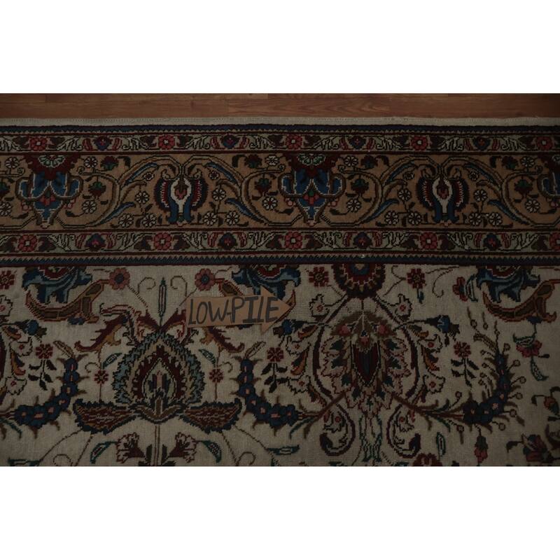 Hand Knotted Oriental 100% Wool Carpet Traditional Floral Beige & Ivories Tabriz Area Rug - 11' 2'' X 8' 4''