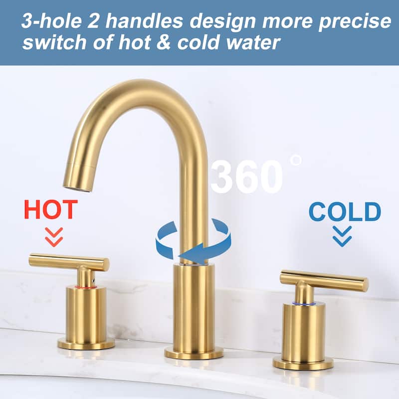 WOWOW Widespread 8 in.Double Handle Bathroom Faucet