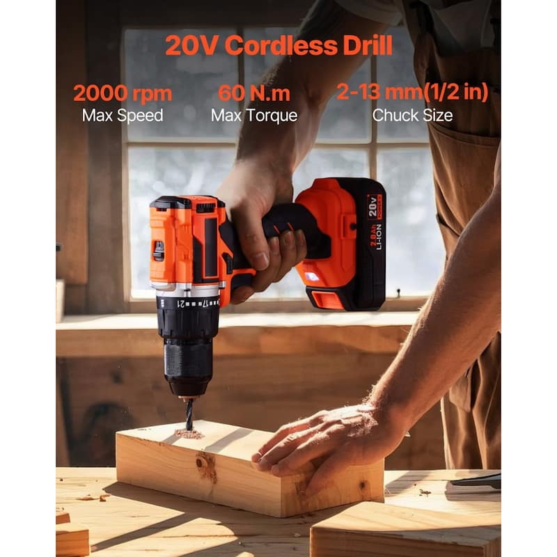 Black and Orange 20V Brushless Drill and Impact Driver Set with 2Ah Batteries and Dual Speed 2 Tool Set - 6.7 x 3 x 9.4 in