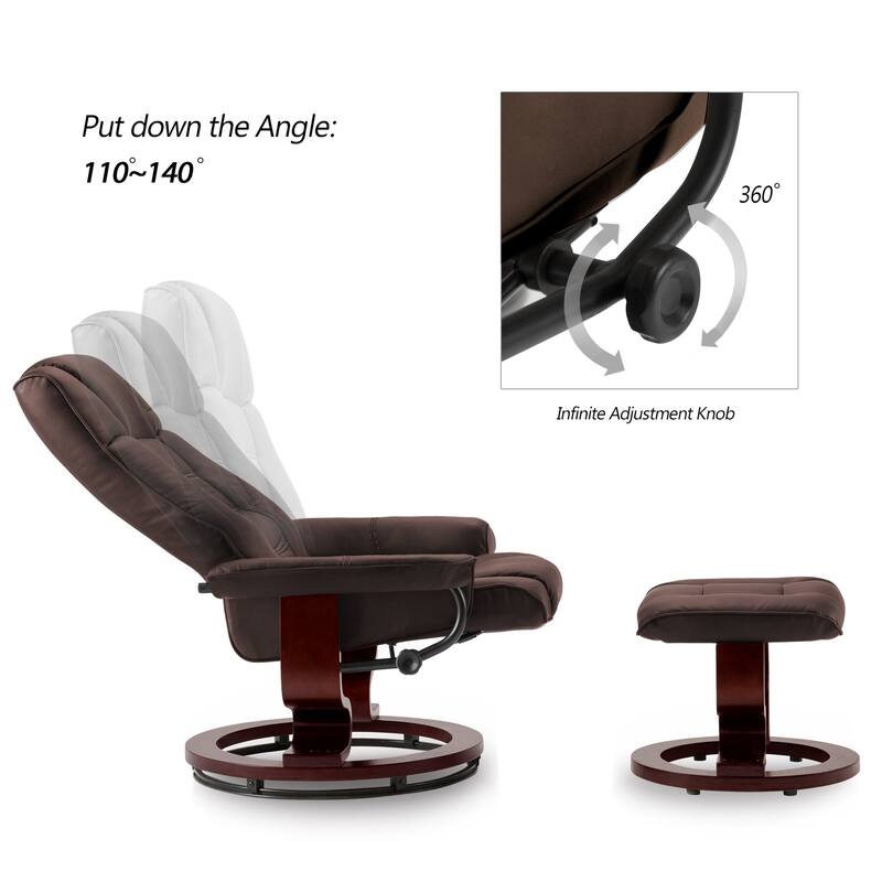 Swiveling Recliner Chair - Dark Brown