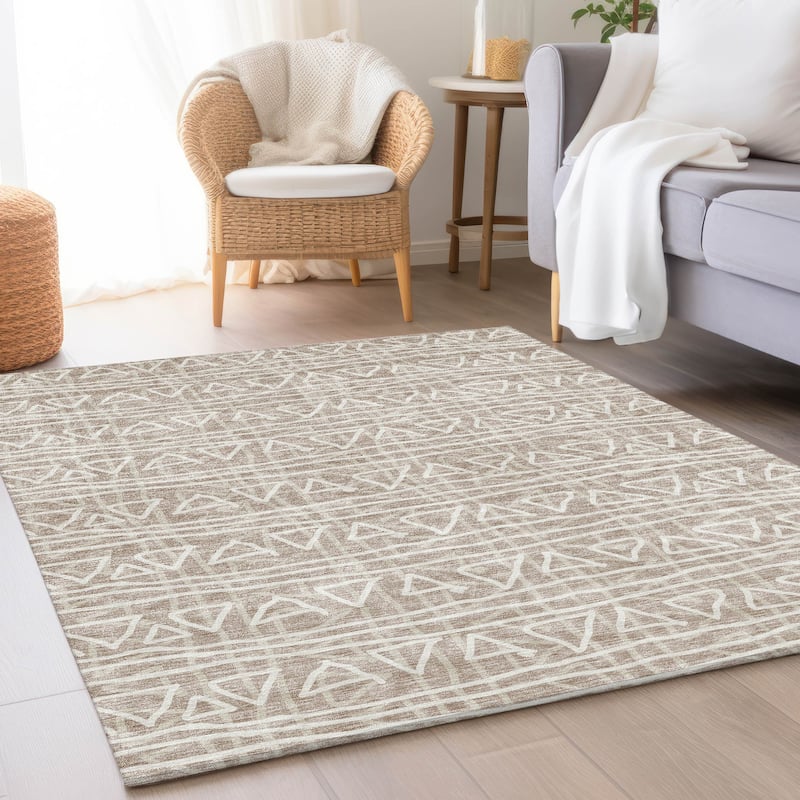 Machine Washable Indoor/ Outdoor Chantille Boho Morrocan Rug