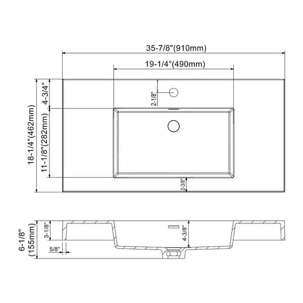 dimension image slide 10 of 15, Dowell 18" FTB Resin Bathroom Vanity Basin