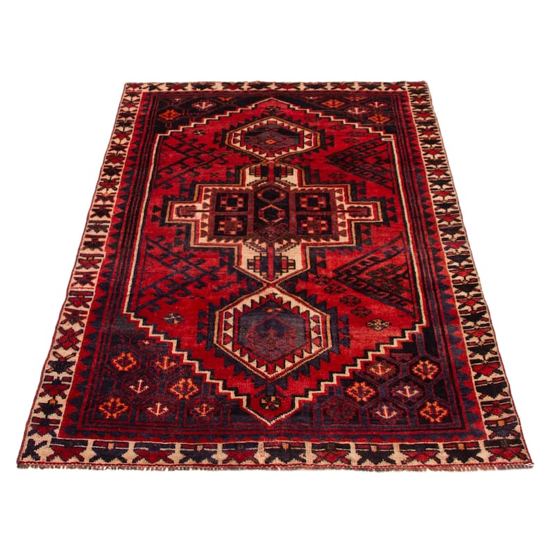 ECARPETGALLERY Hand-knotted Melis Vintage Red Wool Rug - 4'11 x 7'11