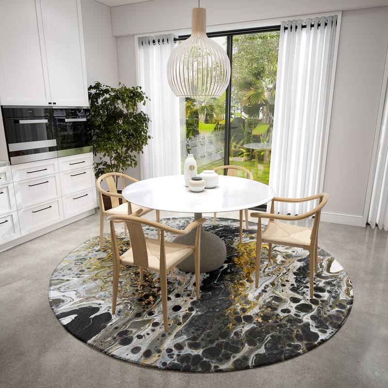 Addison Indoor/ Outdoor Karina Abstract Washable Area Rug - 8' x 8'