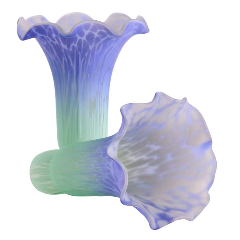 21.5-inch Antique Brass and Hand Blown Glass 10 Lily Downlight Table Lamp - 20.25" x 20.25" x 21.5"