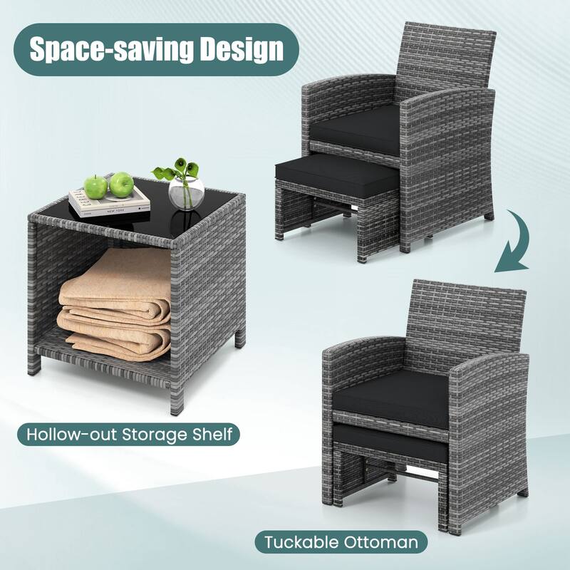 Costway 5 Pieces Patio Furniture Set PE Wicker Outdoor Lounge Chairs - See Details