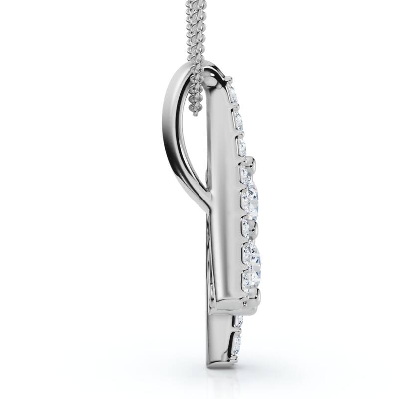 1/2Ct Two Stone Diamond Pendant Gold Necklace Lab Grown 18" Lab Grown