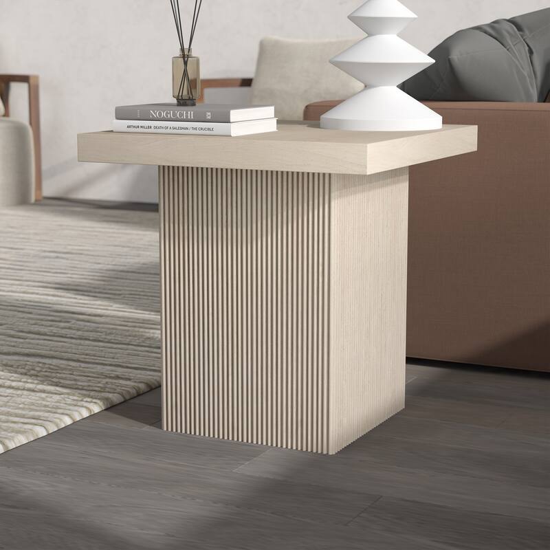 Torren 22" Wide Square Fluted Side Table - 22" Wide