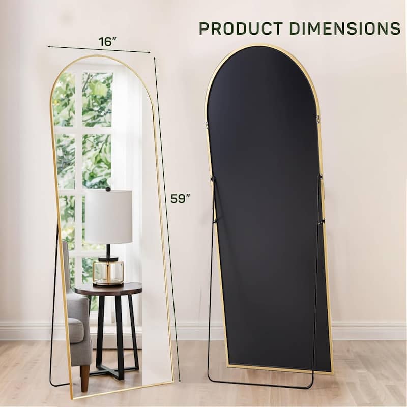 Full Length Mirror with Stand, Floor Mirror with Aluminum Alloy Frame for Bedroom, Standing Full Body Mirror for Wall, Cloakroom